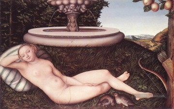 La Nymphe de la fontaine Lucas Cranach l’Ancien Nu Peinture à l'huile